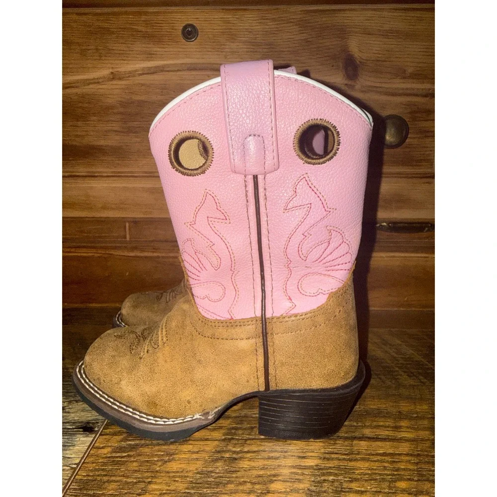 Masterson Boot Co Pink Brown Western Cowboy Boots Square Toe RB2012C Size 9M